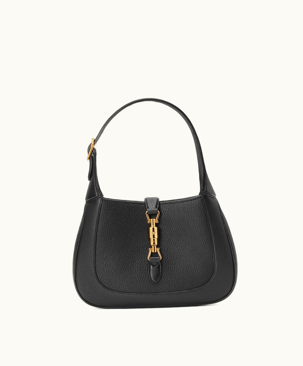 Gucci Gucci Jackie 1961 Small Natural Grain Bag Black Leather