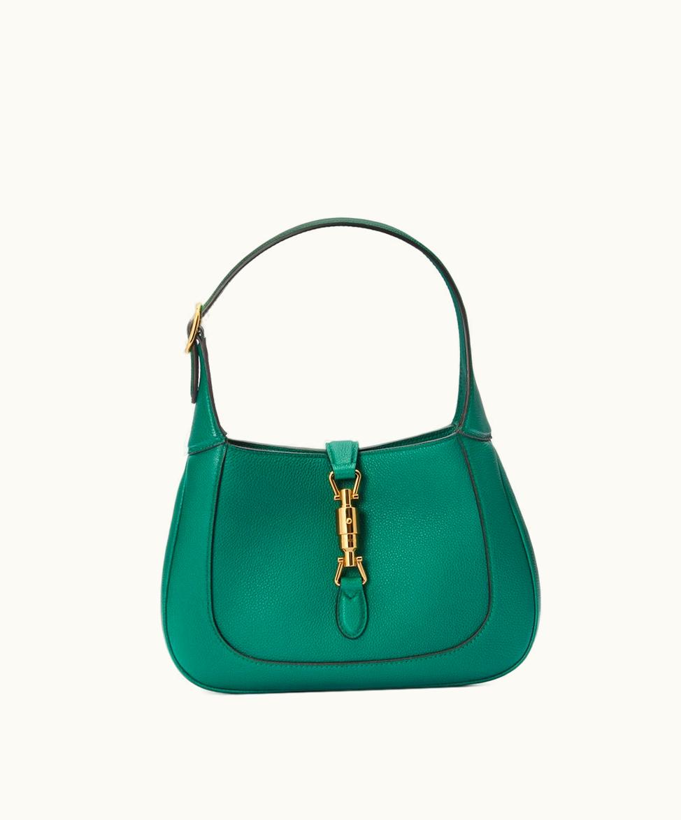 Gucci Gucci Jackie 1961 Small Natural Grain Bag Emerald Green Leather