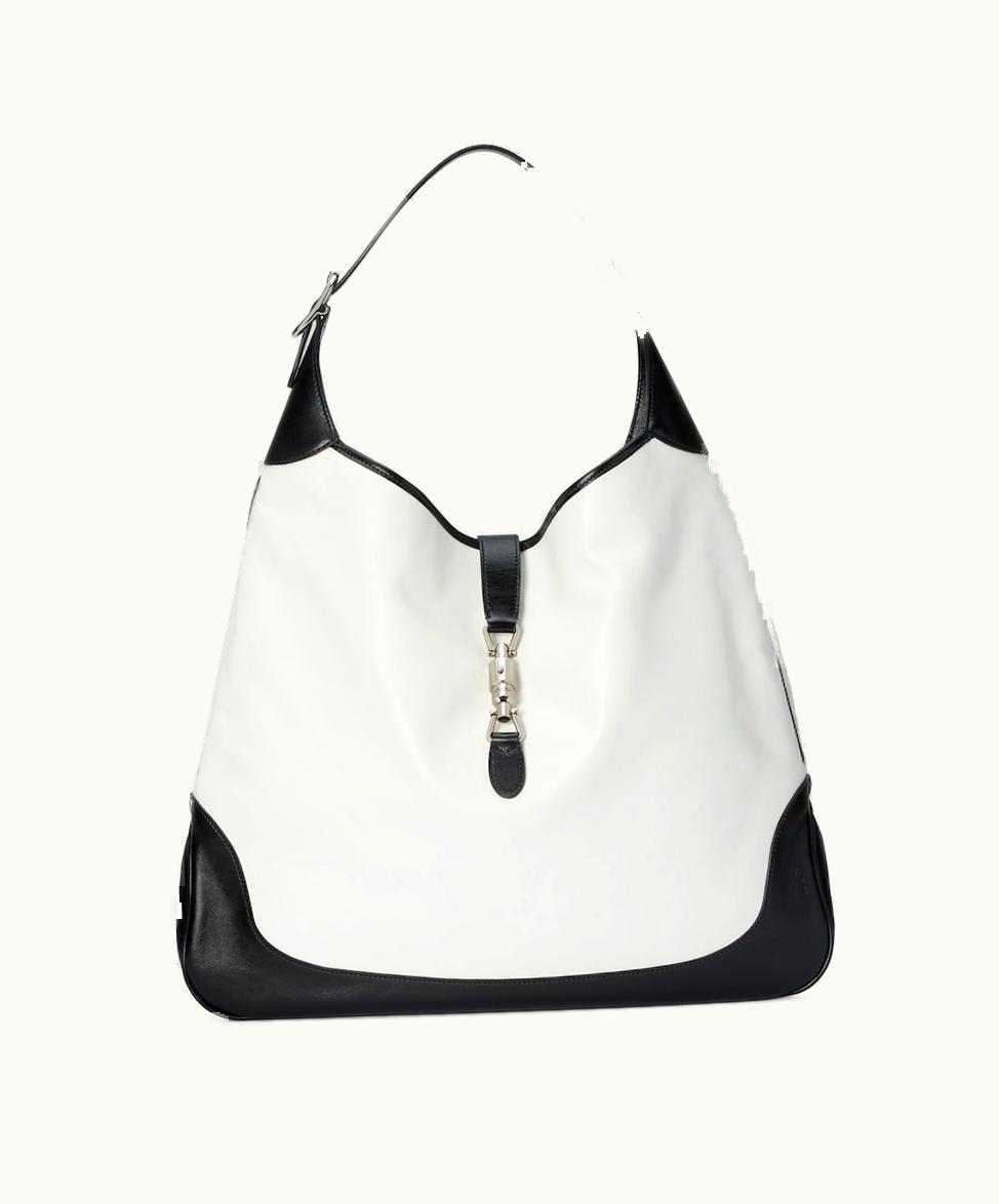 Gucci Gucci Jackie 1961 Large Shoulder Bag White And Black Leather