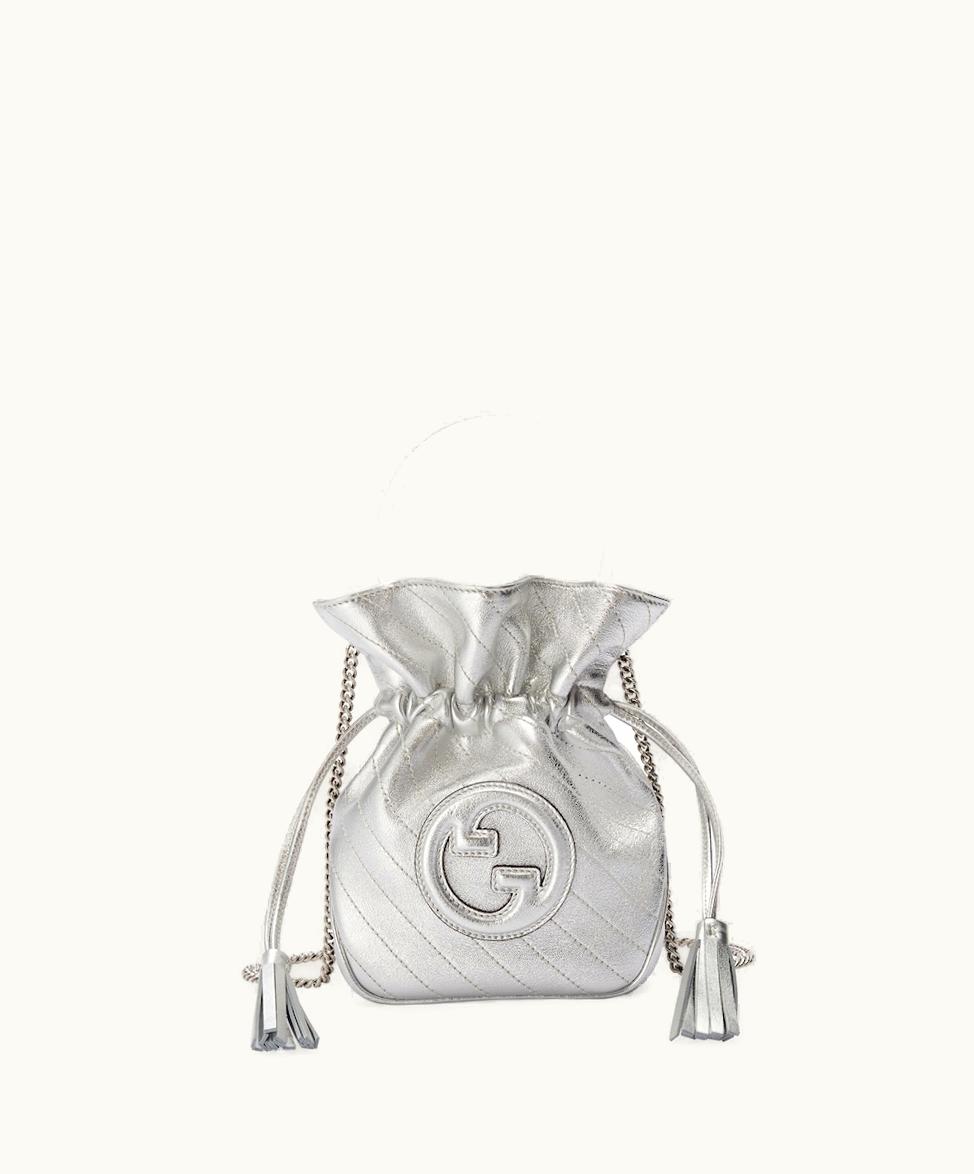 Gucci Gucci Blondie Mini Bucket Bag Silver-Toned Leather
