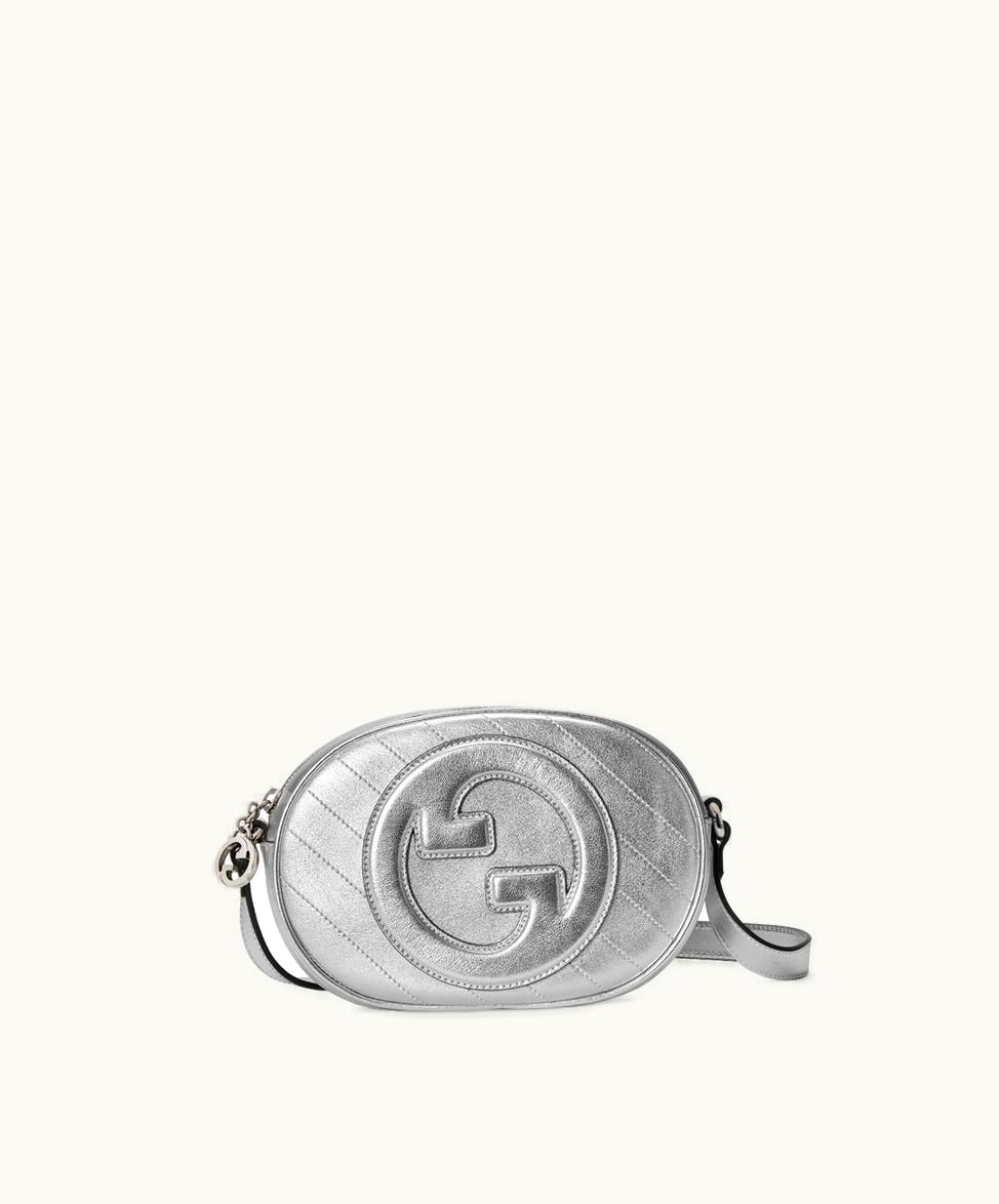 Gucci Gucci Blondie Round Interlocking G Mini Shoulder Bag Metallic Silver