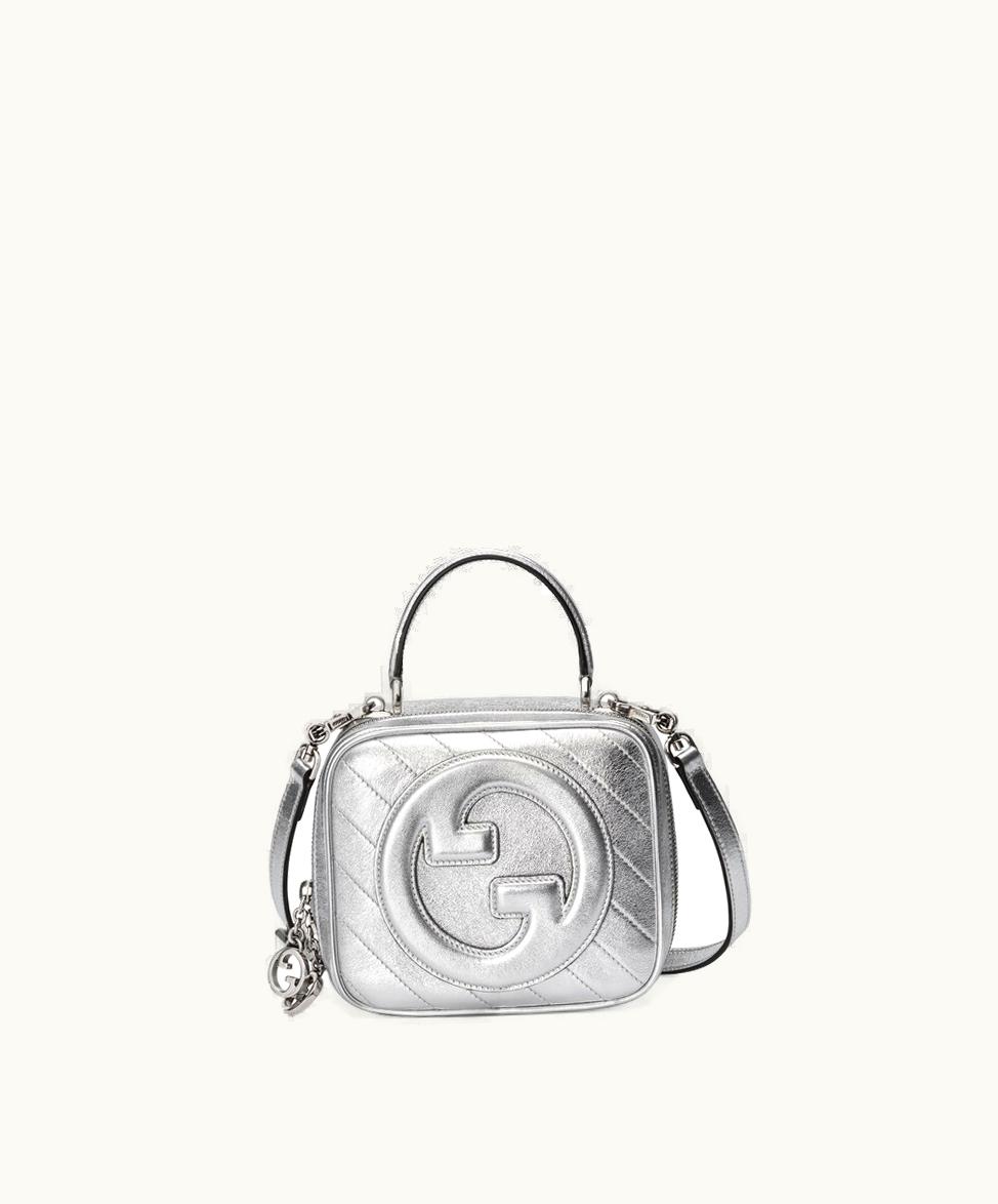Gucci Gucci Blondie Top Handle Bag Metallic Silver Leather