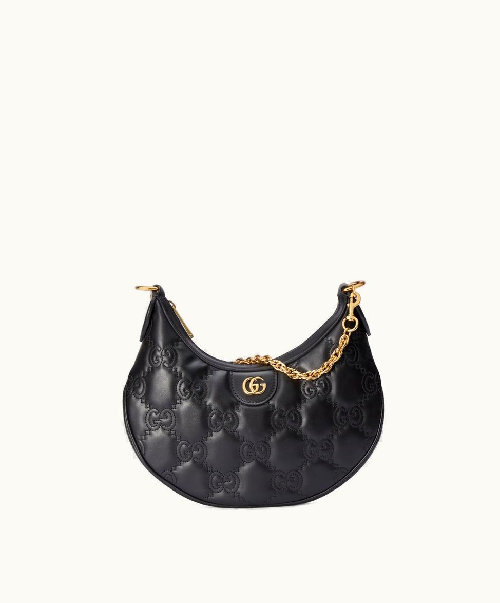 Gucci Gucci GG Matelassé Small Shoulder Bag Black Leather