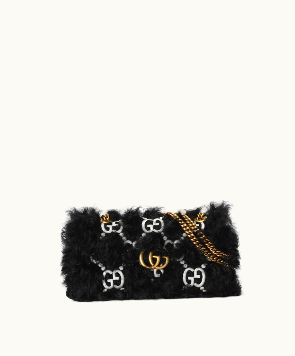 Gucci Gucci GG Marmont Embroidered Small Bag Black Soft Fabric