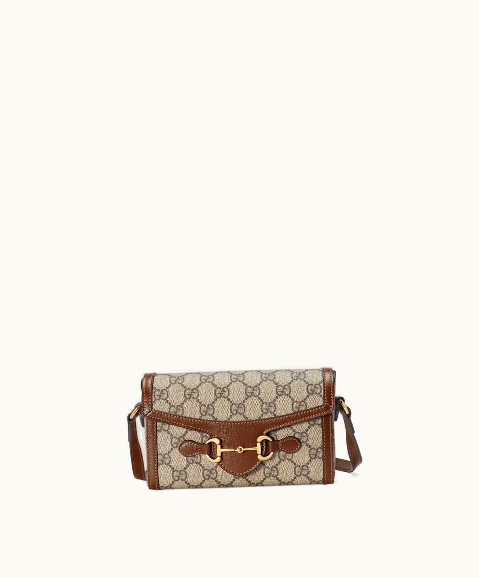 Gucci Gucci Horsebit 1955 Mini Bag Beige And Ebony GG Supreme