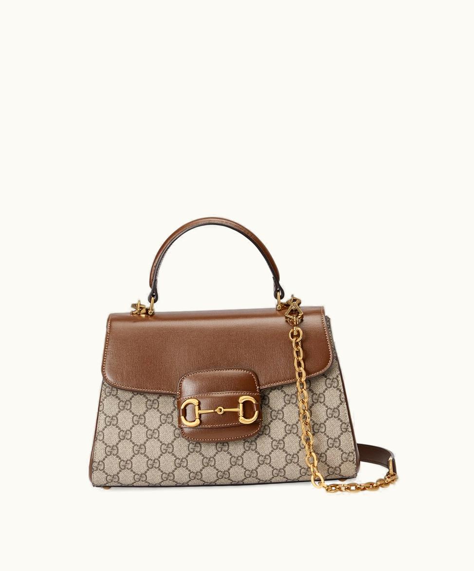 Gucci Gucci Horsebit 1955 Medium Bag Beige And Ebony GG Supreme
