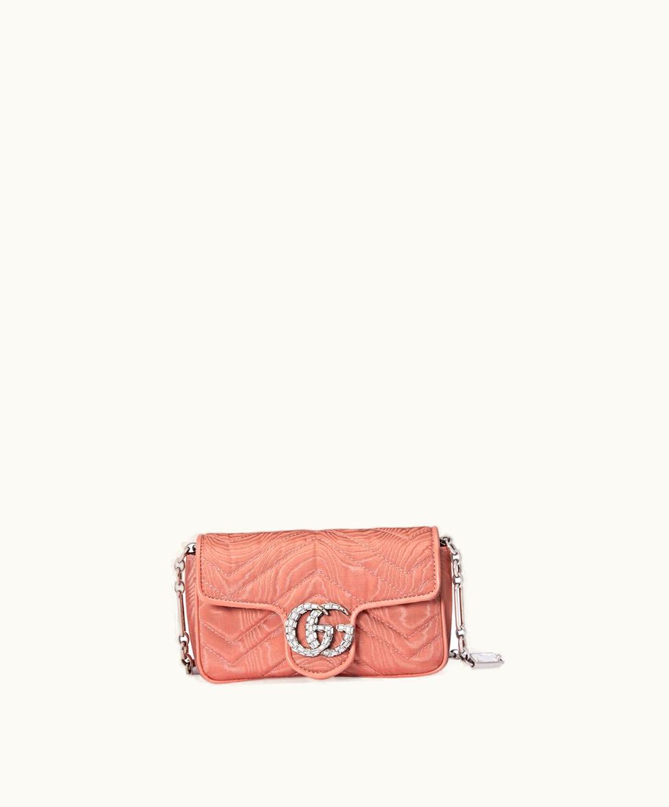 Gucci Gucci GG Marmont Belt Bag Pink Moiré Fabric