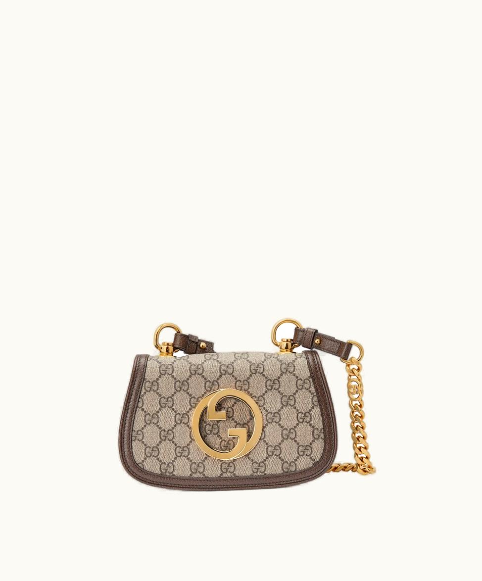 Gucci Gucci Blondie Mini Shoulder Bag Beige And Ebony GG Supreme