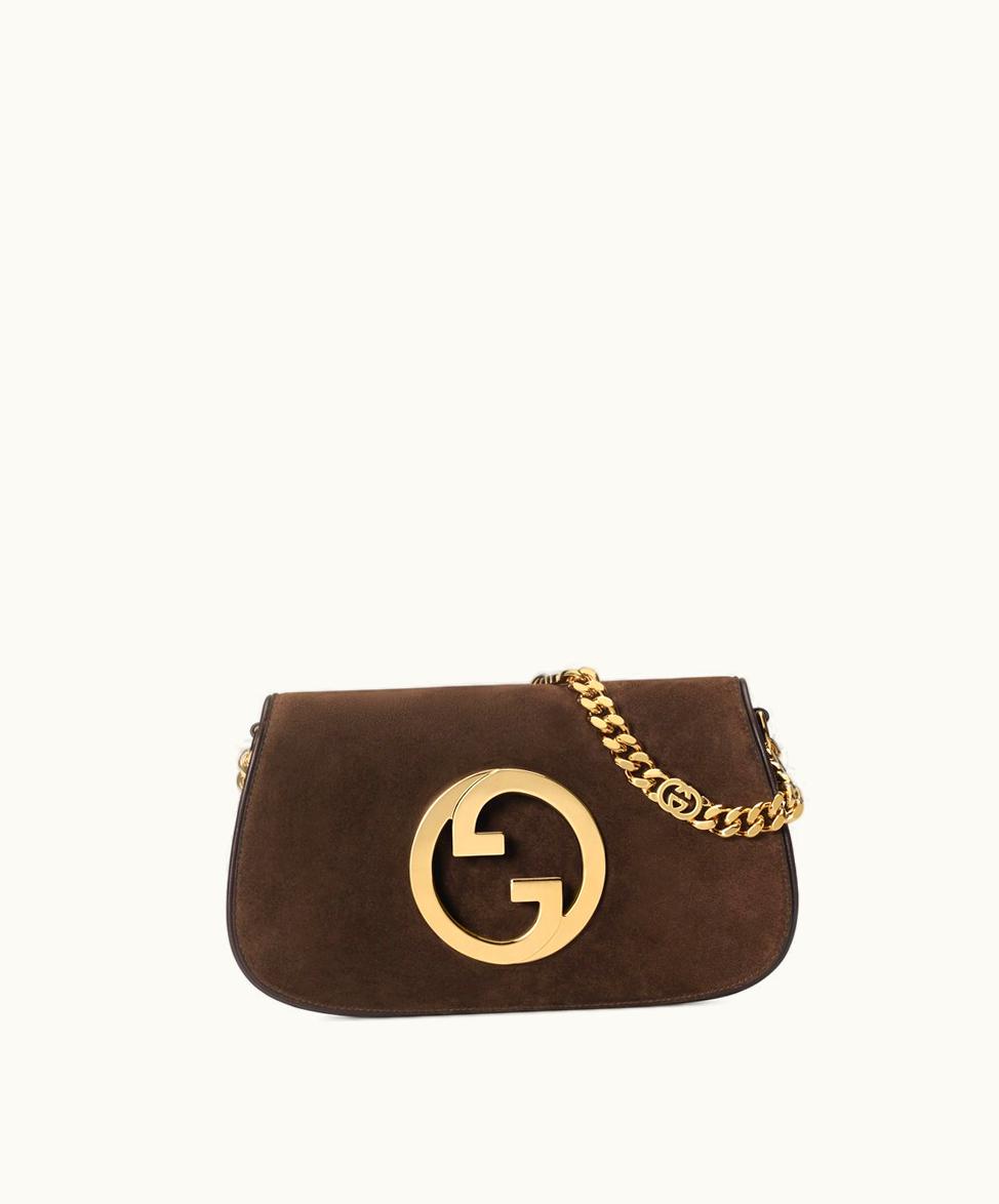 Gucci Gucci Blondie Small Shoulder Bag Brown Suede