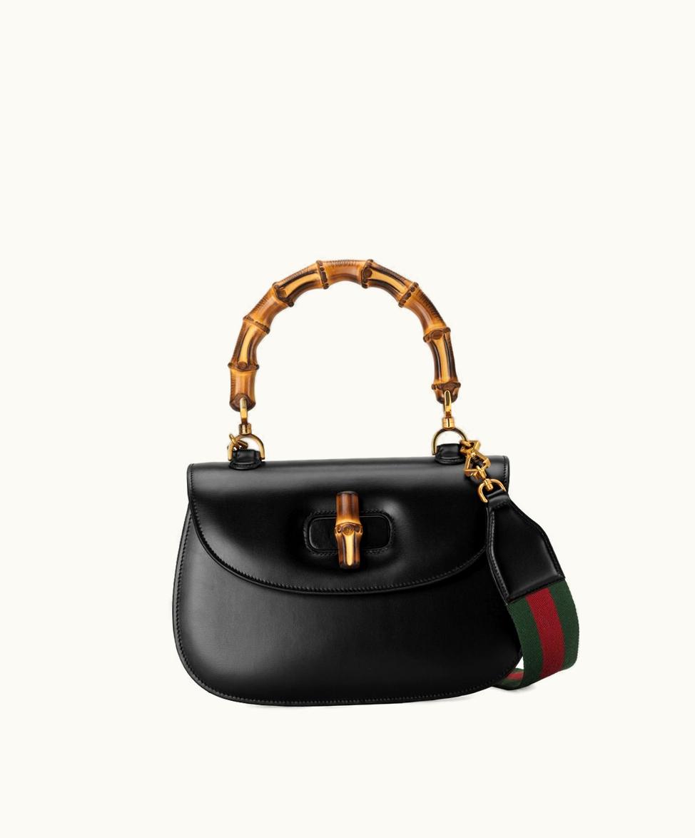Gucci Gucci Bamboo 1947 Medium Top Handle Bag Black Leather