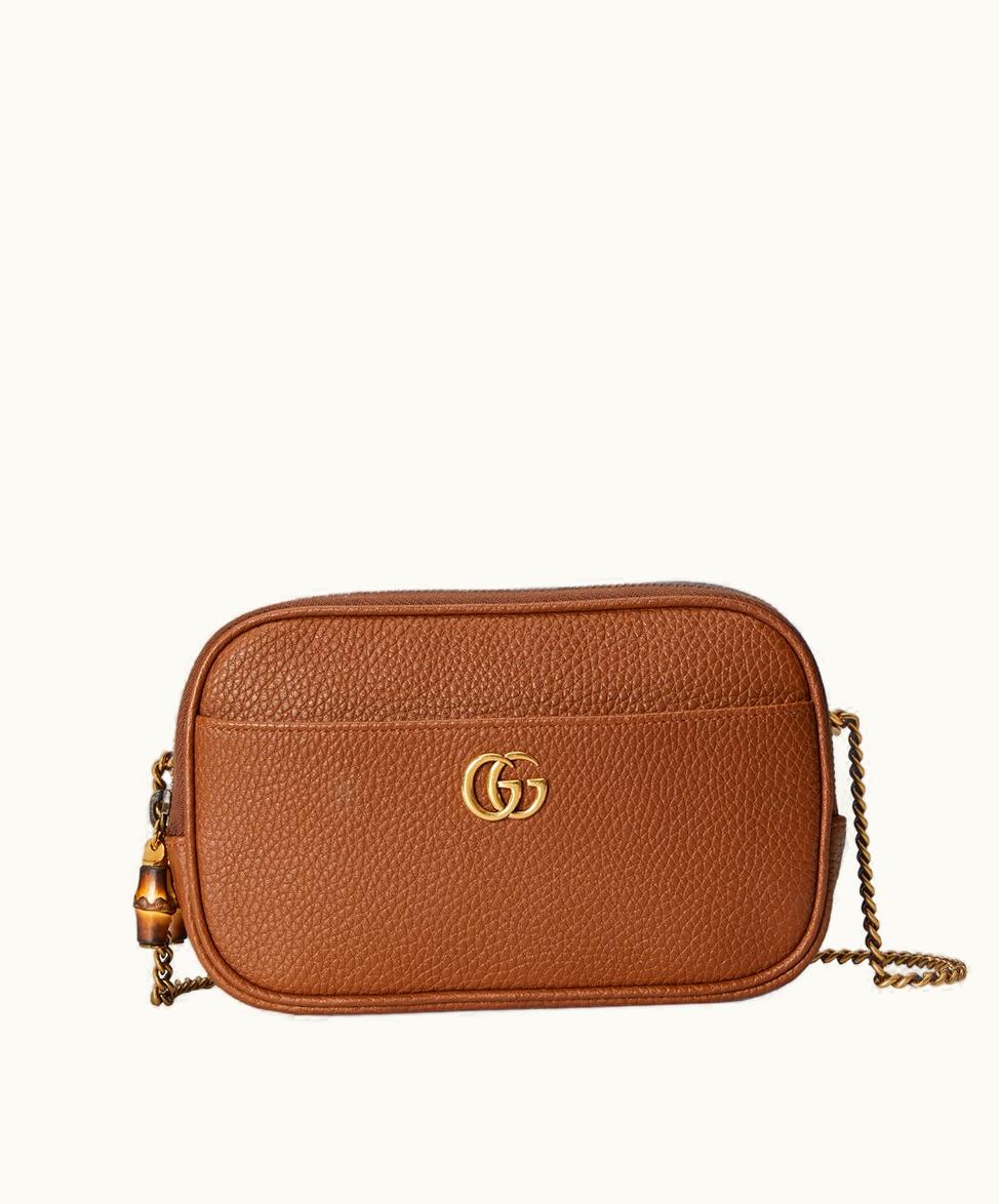Gucci Gucci Double G Super Mini Bag With Bamboo Cuir Leather