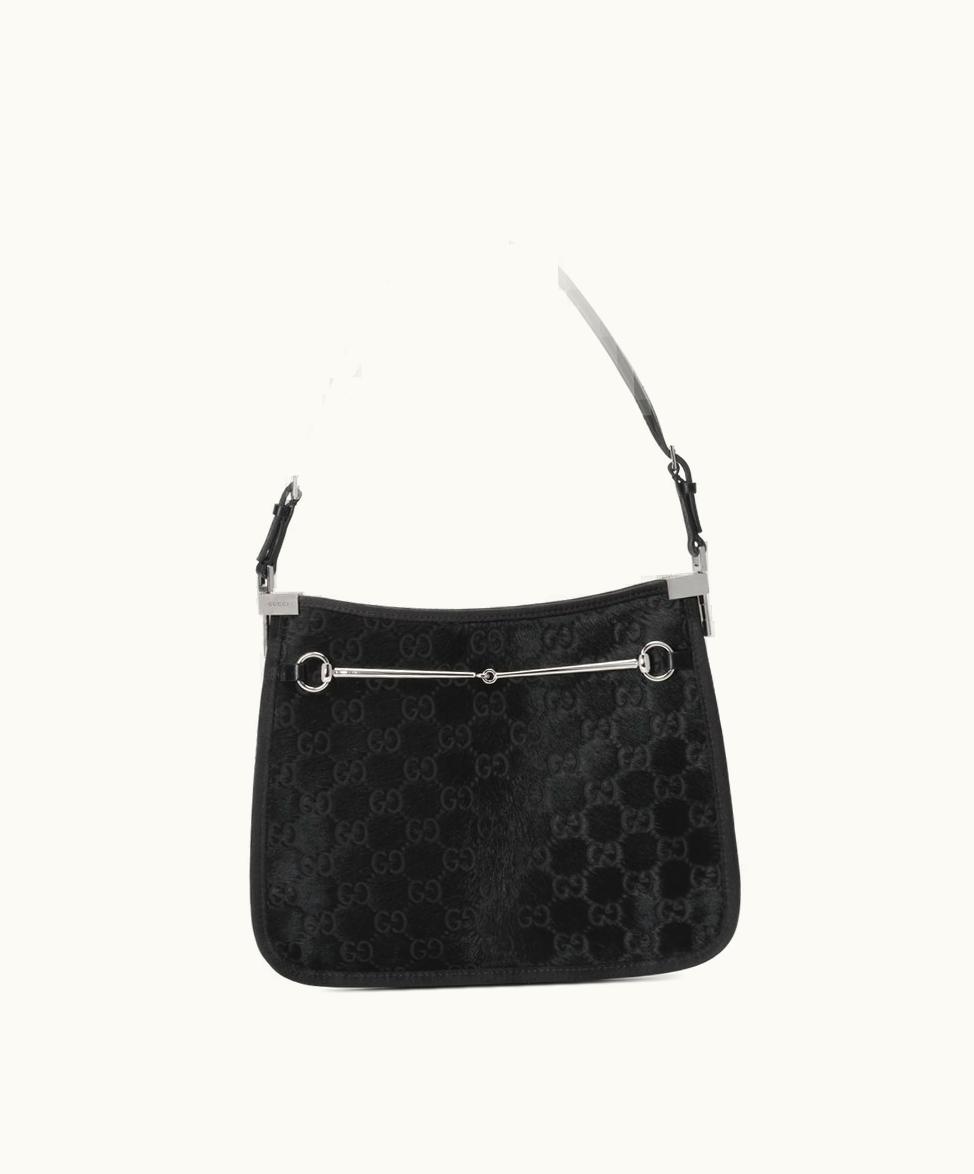 Gucci Gucci Horsebit Slim Small Shoulder Bag Black Calf Hair
