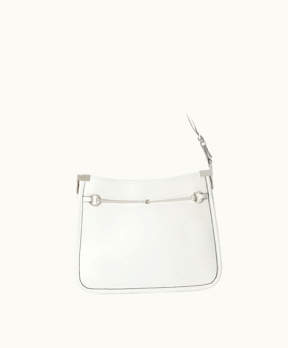 Gucci Gucci Horsebit Slim Small Shoulder Bag White Leather