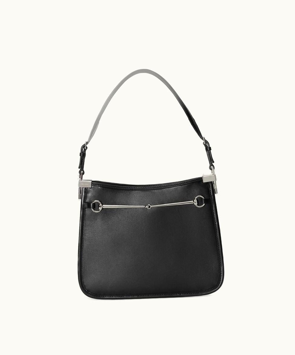 Gucci Gucci Horsebit Slim Small Shoulder Bag Black Leather