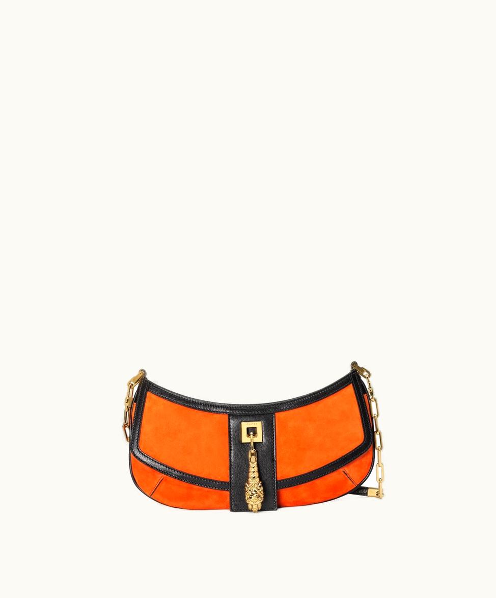 Gucci Gucci Tiger Head Small Shoulder Bag Orange Suede