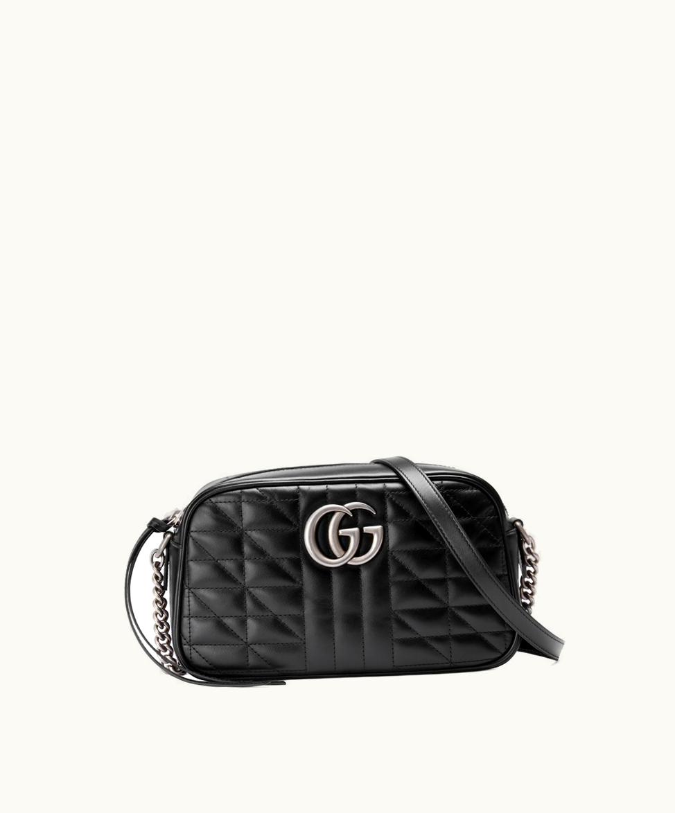 Gucci Gucci GG Marmont Small Shoulder Bag Black Leather 447632UM8BN1000