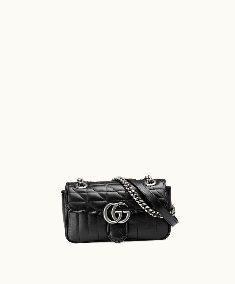 Gucci Gucci GG Marmont Mini Shoulder Bag Black Leather 446744UM8AN1000