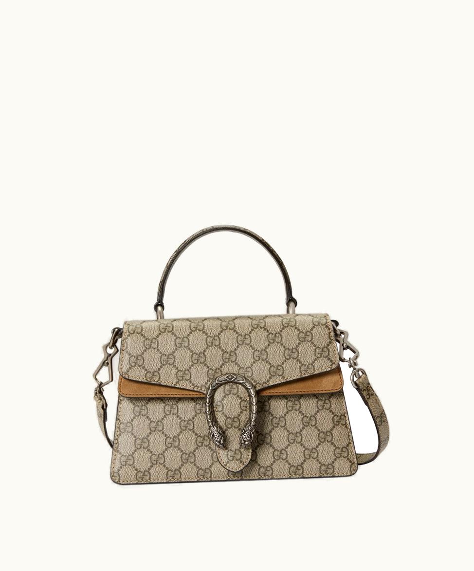 Gucci Gucci Small Dionysus Top Handle Bag Beige And Ebony Supreme
