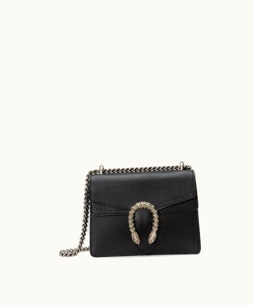 Gucci Gucci Dionysus Leather Mini Bag Black Leather