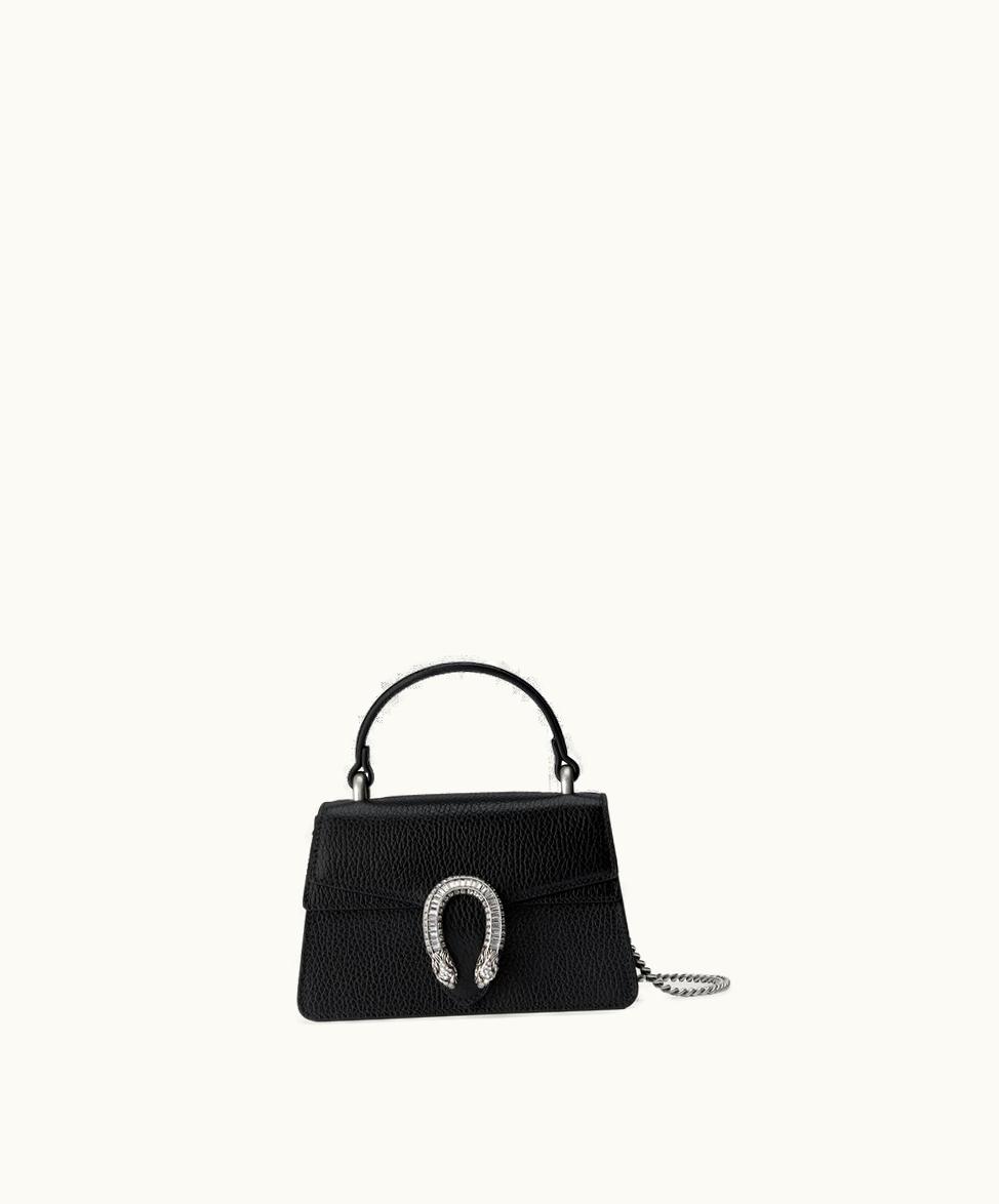 Gucci Gucci Dionysus Mini Top Handle Bag Black Leather