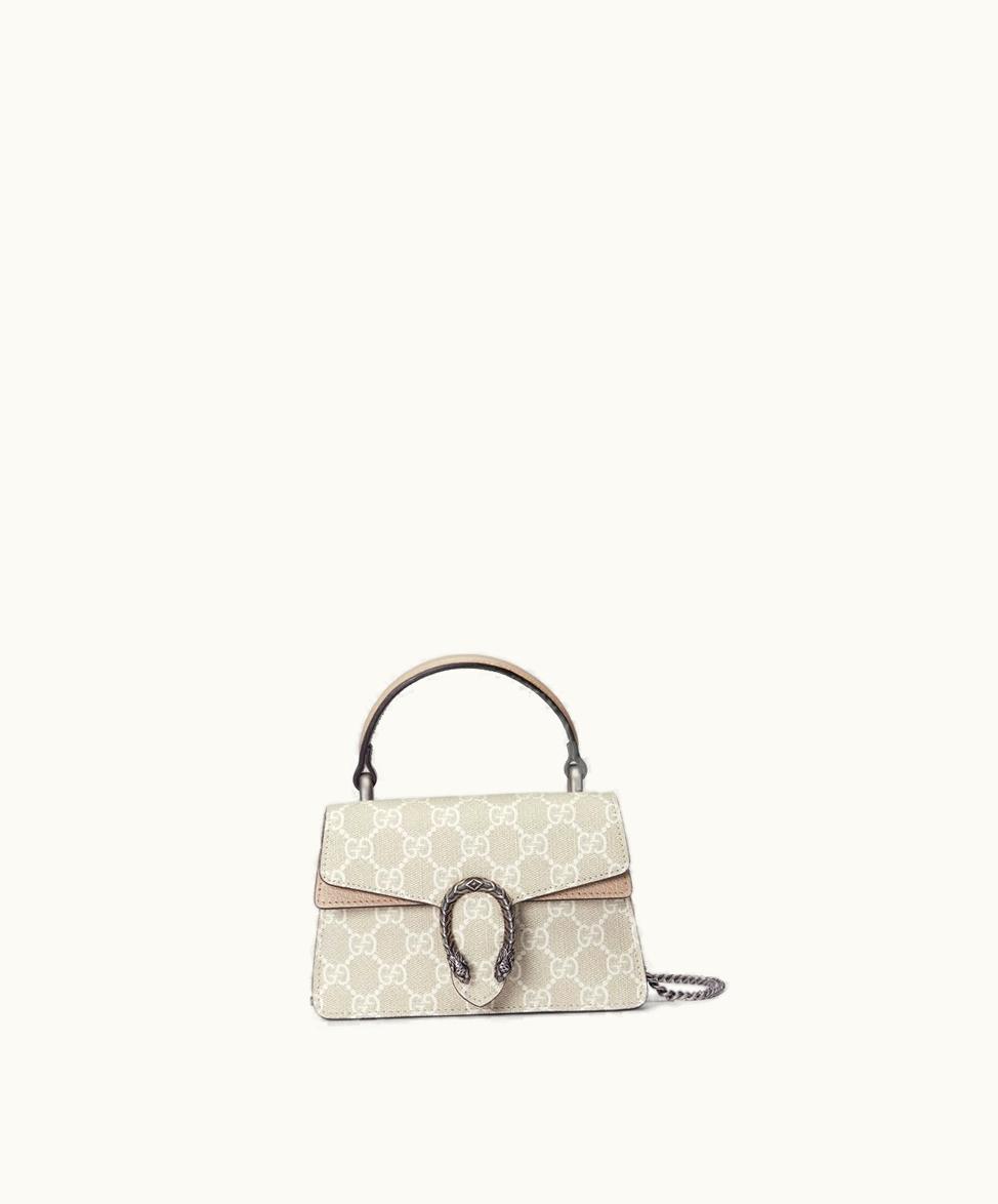 Gucci Gucci Dionysus Mini Top Handle Bag Beige And White Supreme