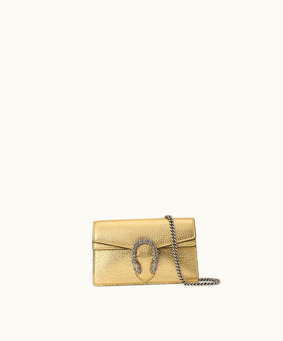 Gucci Gucci Dionysus Super Mini Bag Gold Lamé Leather