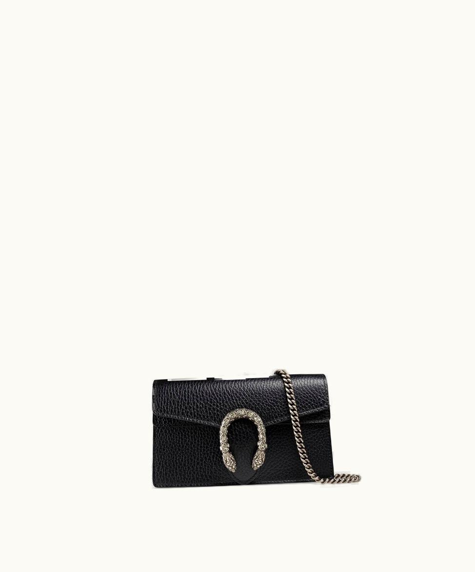 Gucci Gucci Dionysus Leather Super Mini Bag Black Leather