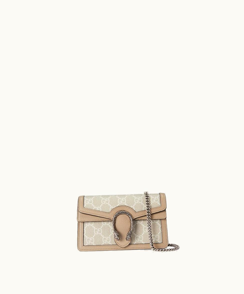 Gucci Gucci Dionysus GG Super Mini Bag Beige And White GG Supreme