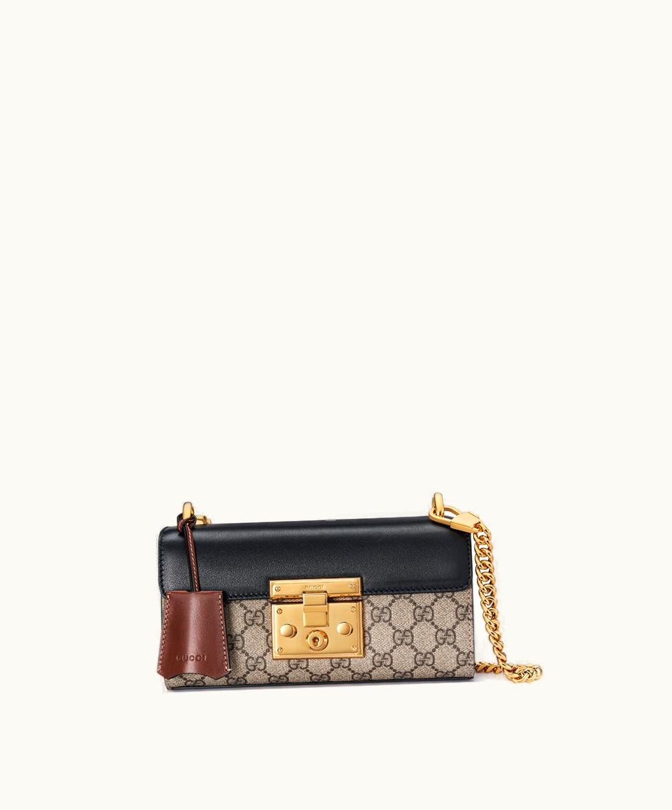 Gucci Gucci Padlock Mini Shoulder Bag Beige And Ebony GG Supreme