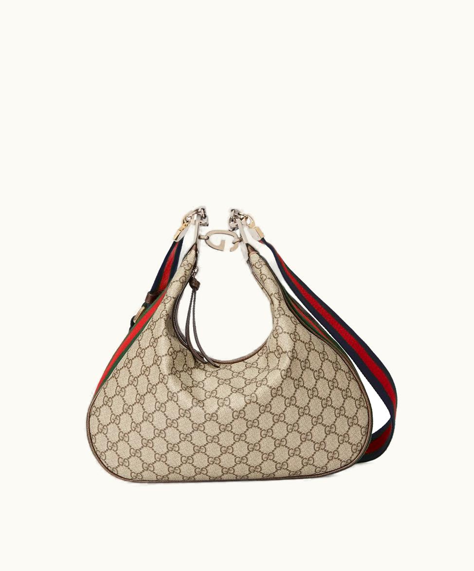 Gucci Gucci Attache Medium Shoulder Bag Beige And Ebony Supreme
