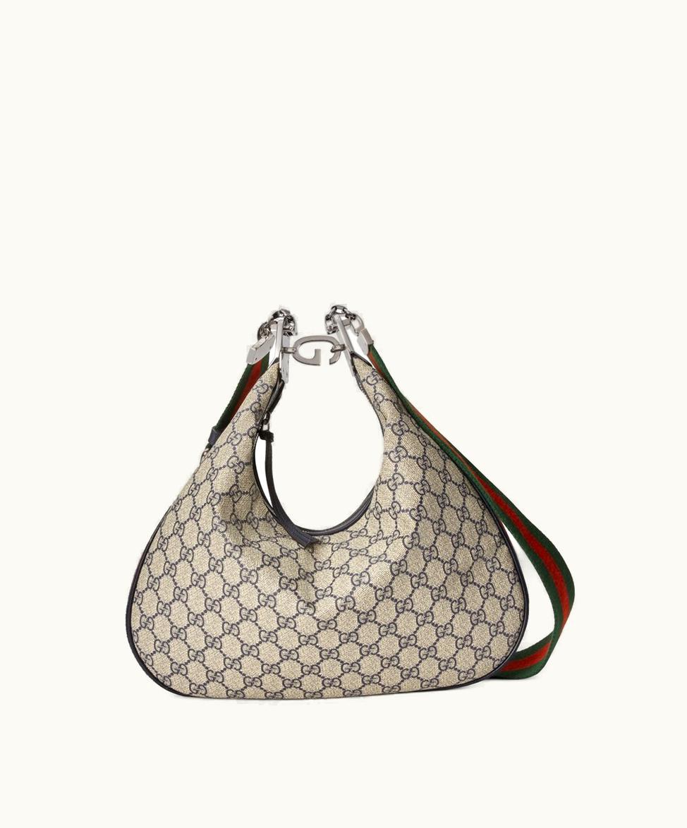 Gucci Gucci Attache Large Shoulder Bag Beige And Blue Supreme