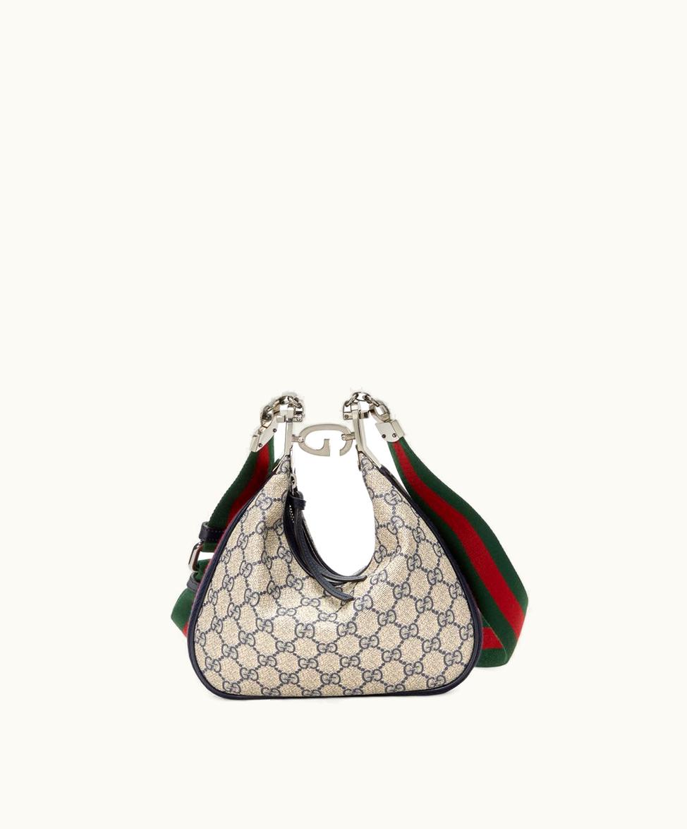 Gucci Gucci Attache Small Shoulder Bag Beige And Blue Supreme