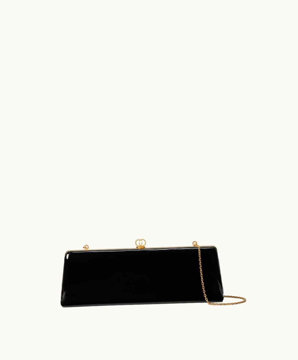 Gucci Gucci Broadway Small Patent Leather Evening Bag Black Patent Leather