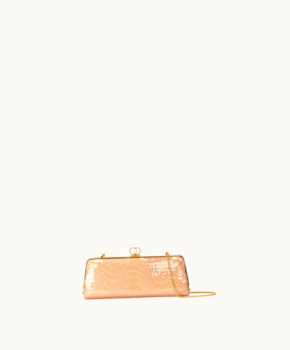 Gucci Gucci Broadway Small Sequin Moiré Evening Bag Beige Sequin
