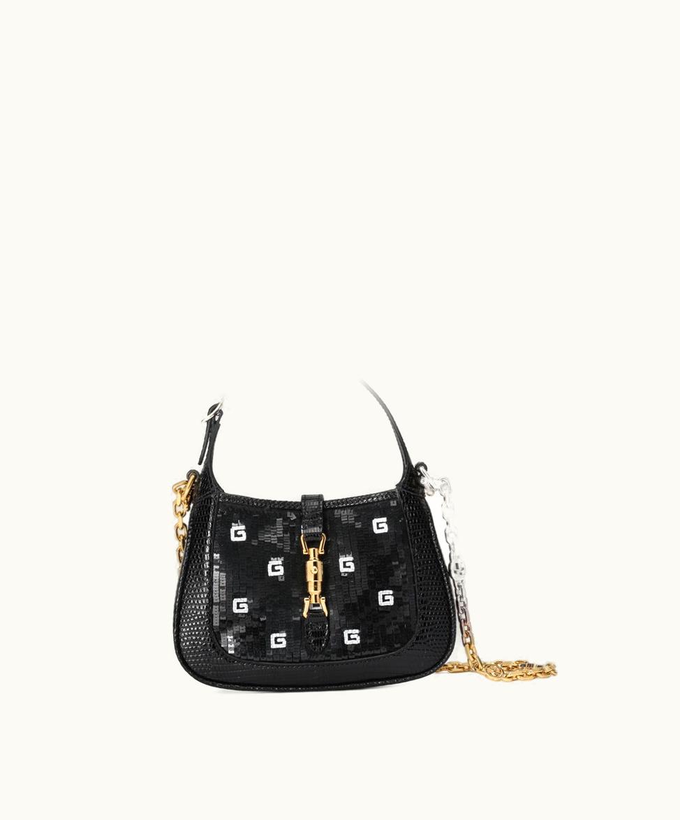Gucci Gucci Jackie 1961 Sequin Mini Bag Black And White