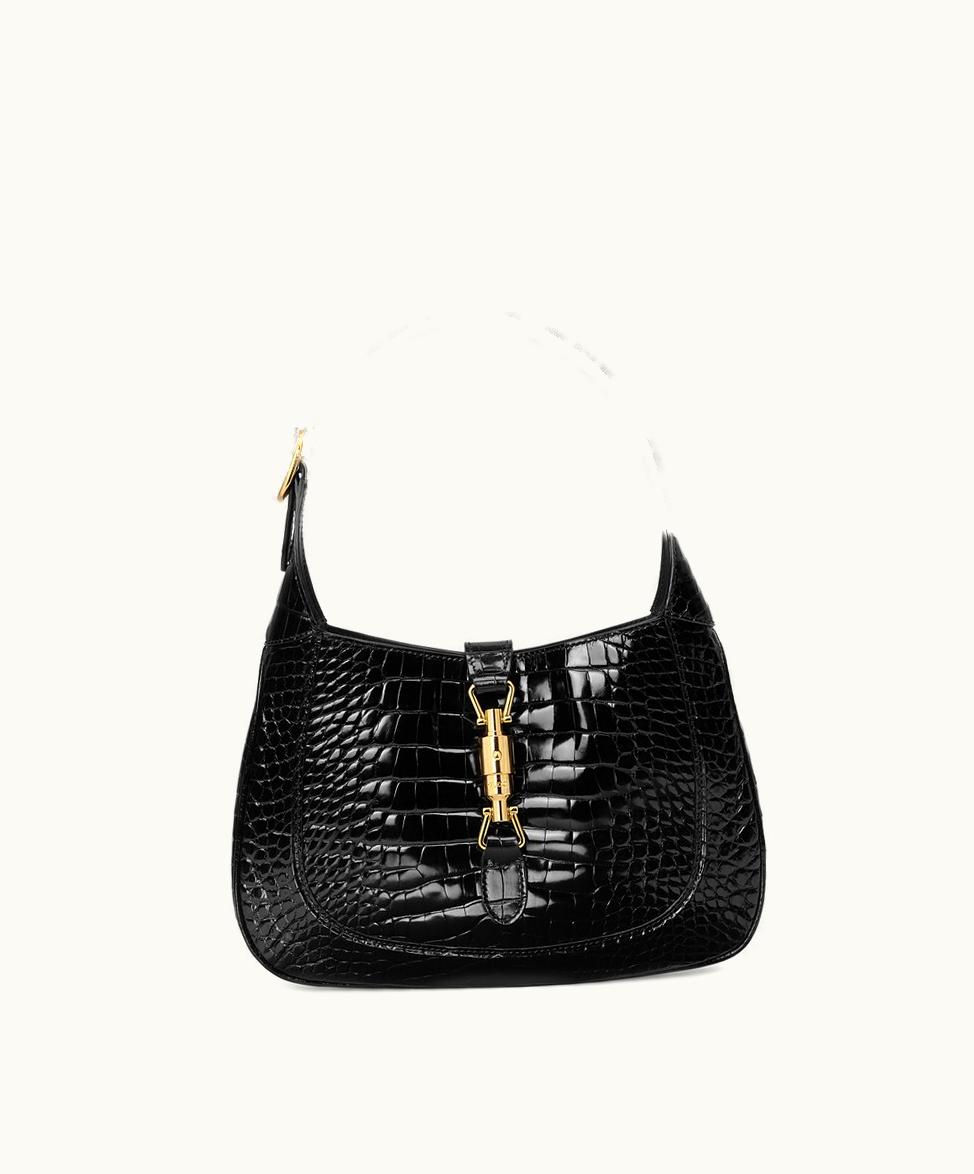 Gucci Gucci Jackie 1961 Crocodile Small Shoulder Bag Black Crocodile