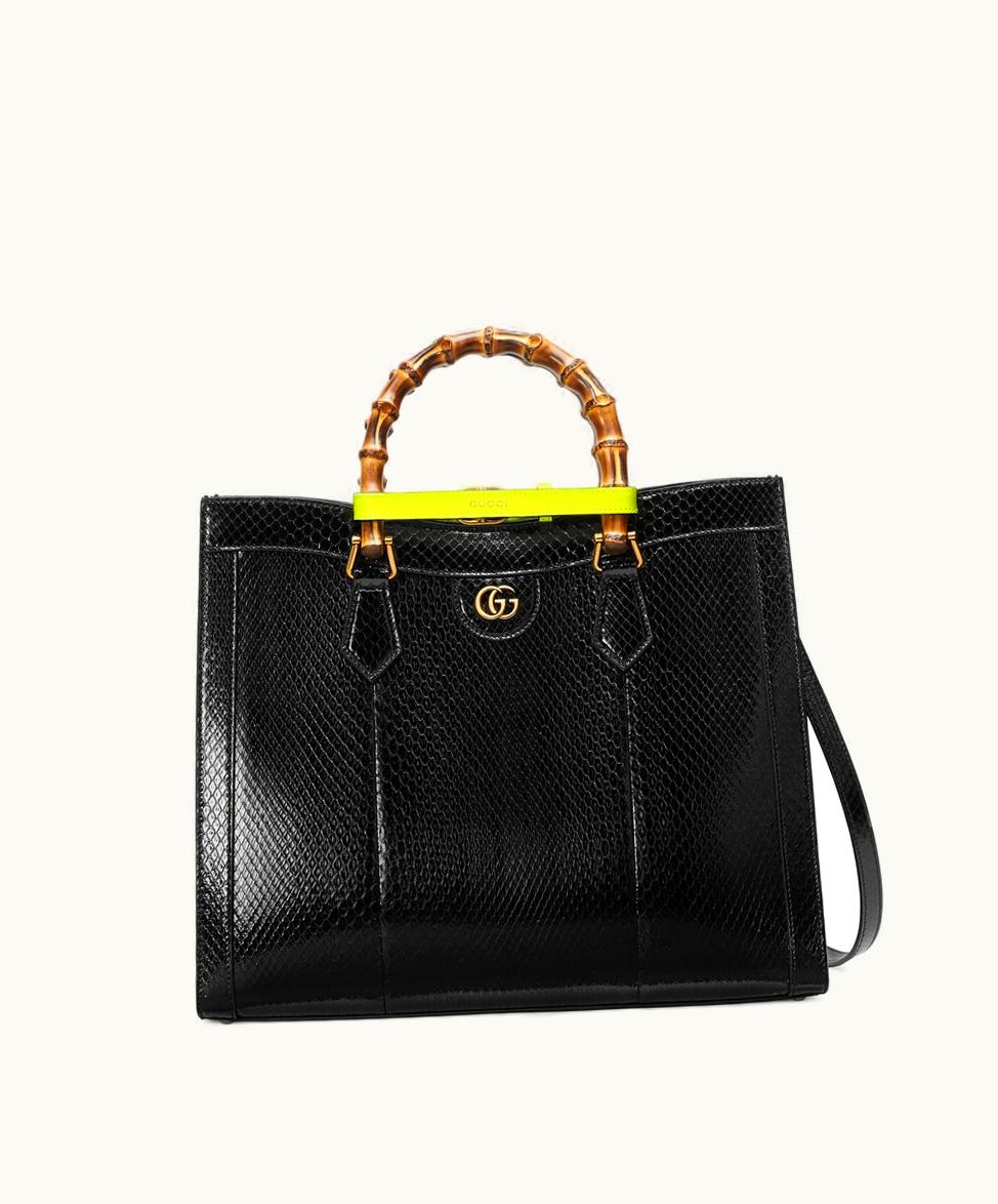 Gucci Gucci Diana Medium Python Tote Bag Black
