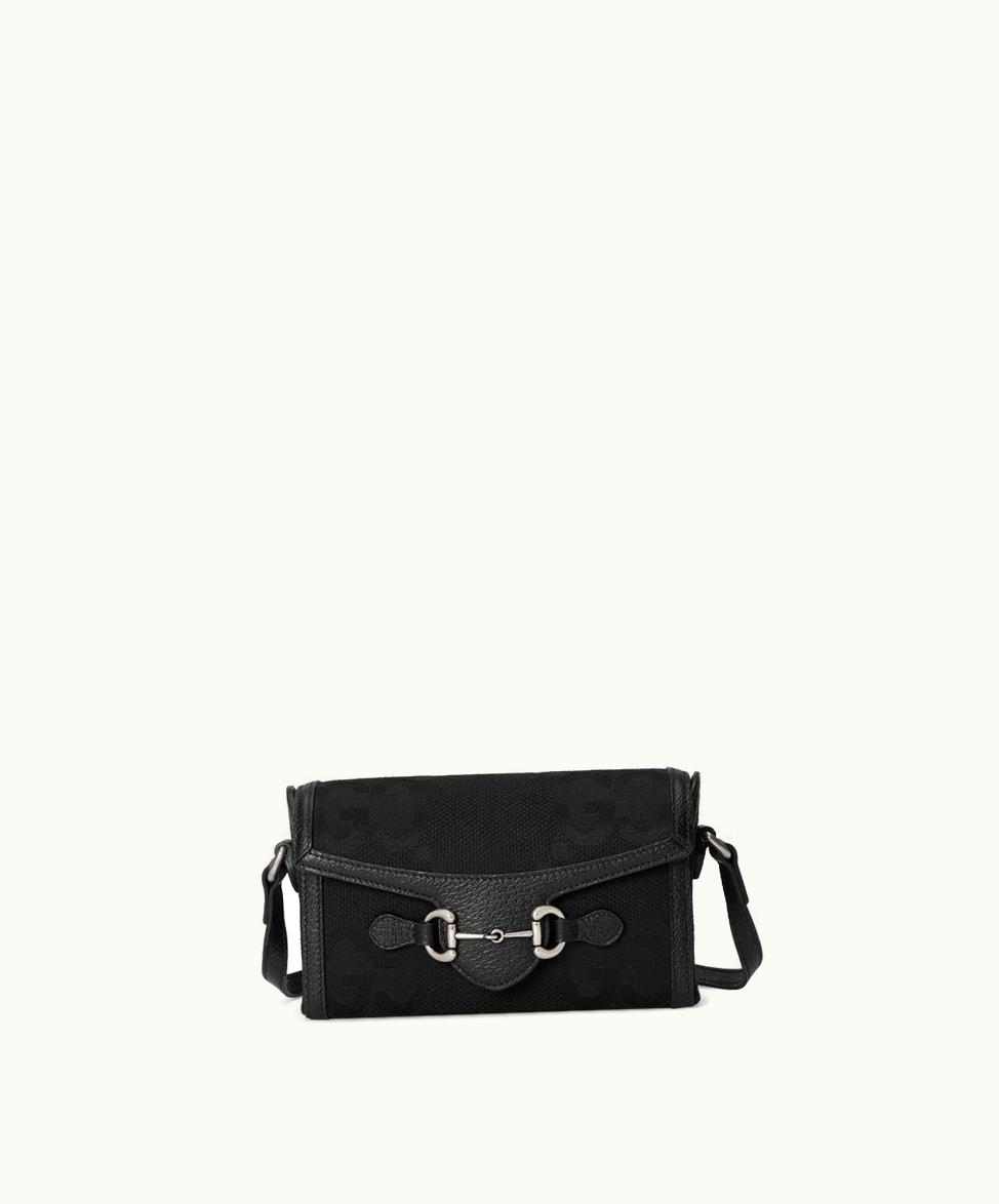 Gucci Gucci Horsebit 1955 Jumbo GG Mini Bag Black Canvas