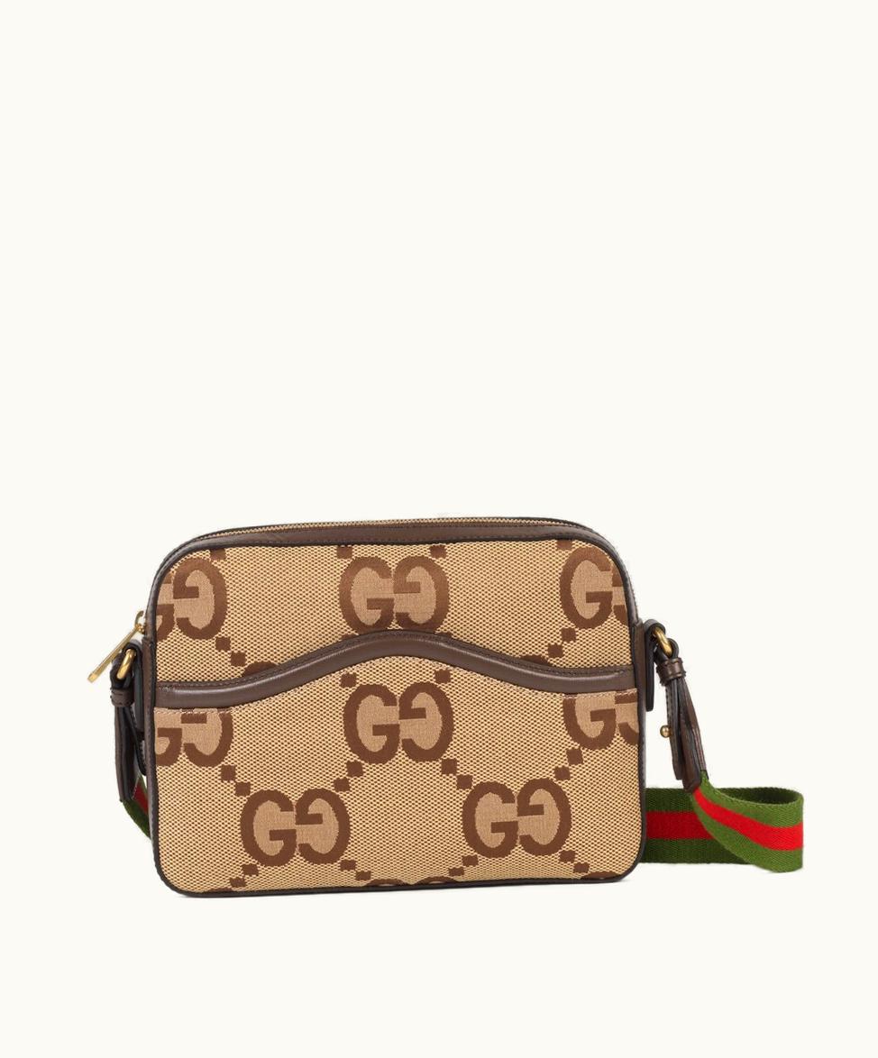 Gucci Gucci Interlocking GG Jumbo Messenger Bag Camel And Ebony GG Canvas