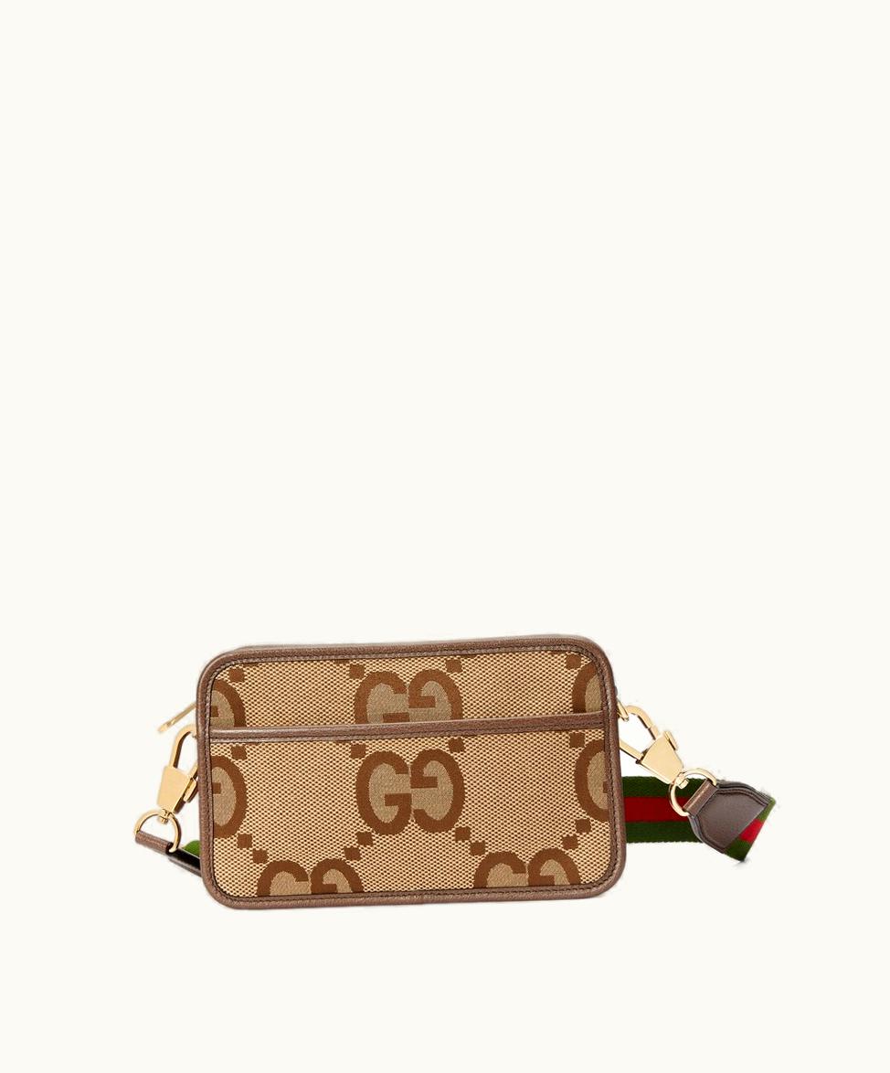 Gucci Gucci Jumbo GG Mini Bag Camel And Ebony GG Canvas
