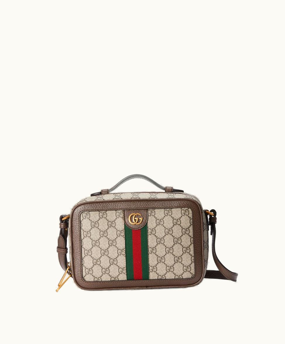 Gucci Gucci Ophidia Small Crossbody Bag With Web Beige And Ebony Supreme
