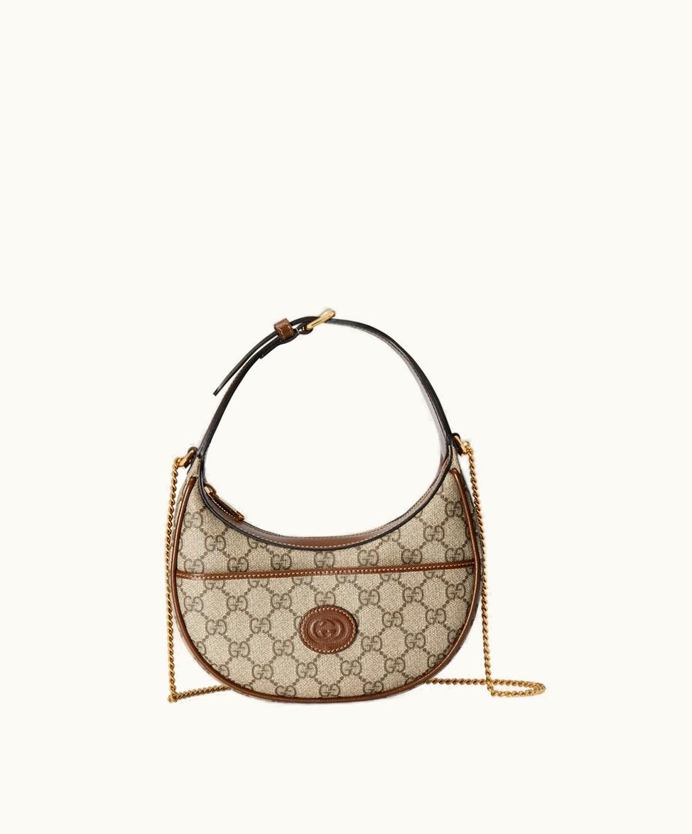 Gucci Gucci GG half-moon-shaped Mini Bag Beige And Ebony Supreme