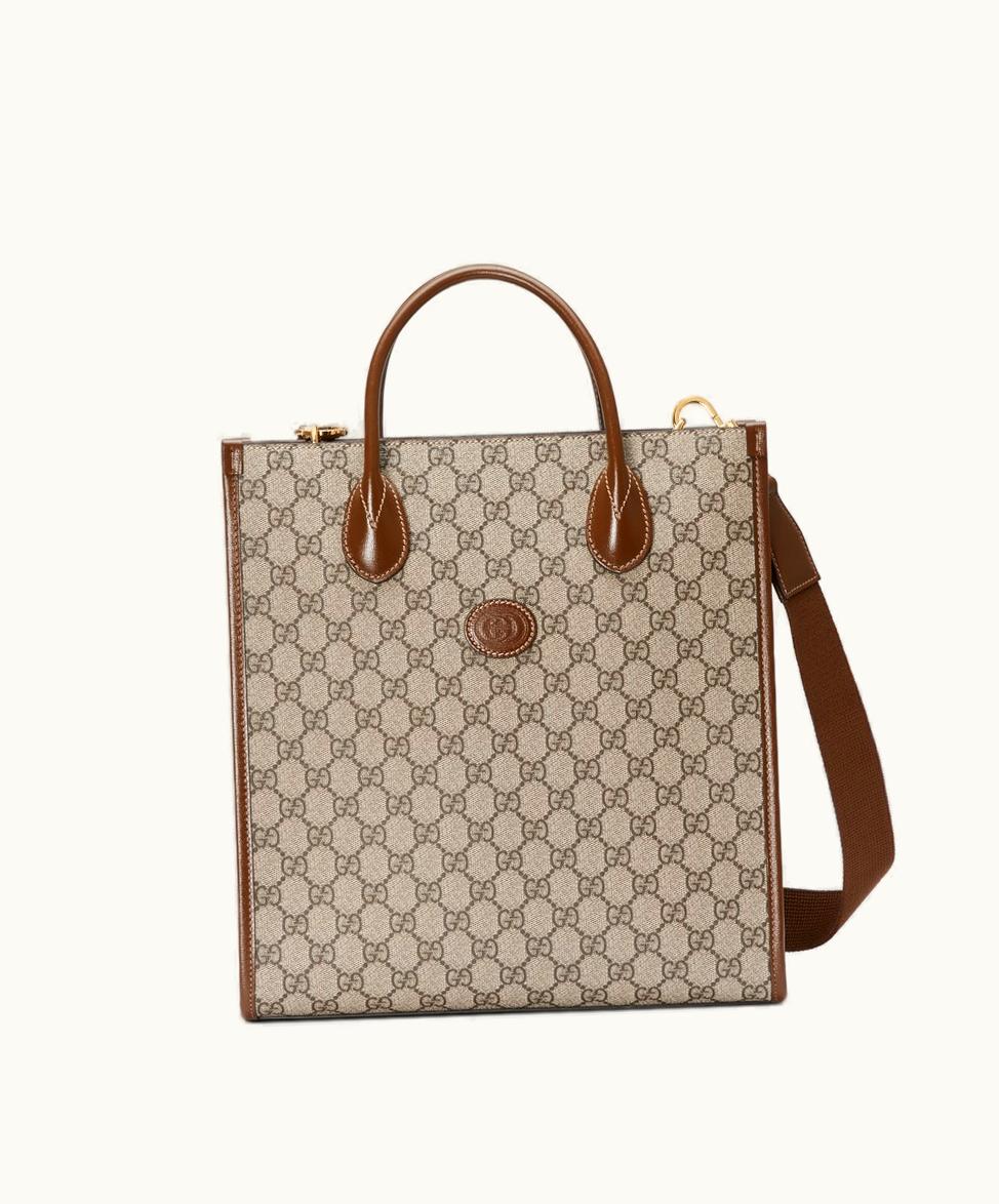 Gucci Gucci Tote Bag With Interlocking G Beige And Ebony Supreme