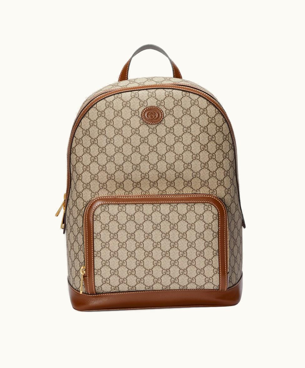 Gucci Gucci Backpack With Interlocking G Beige And Ebony Supreme