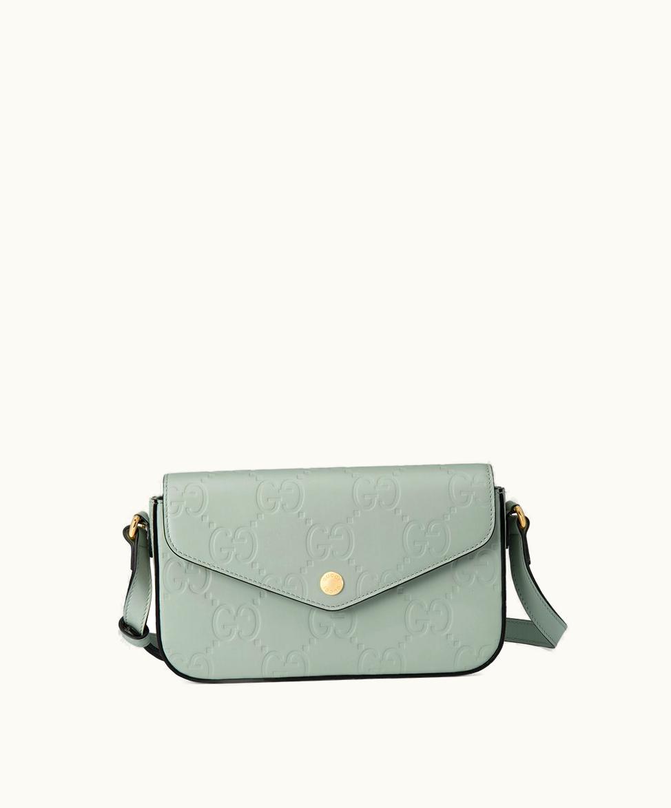 Gucci Gucci GG Super Mini Shoulder Bag Pale Green Leather