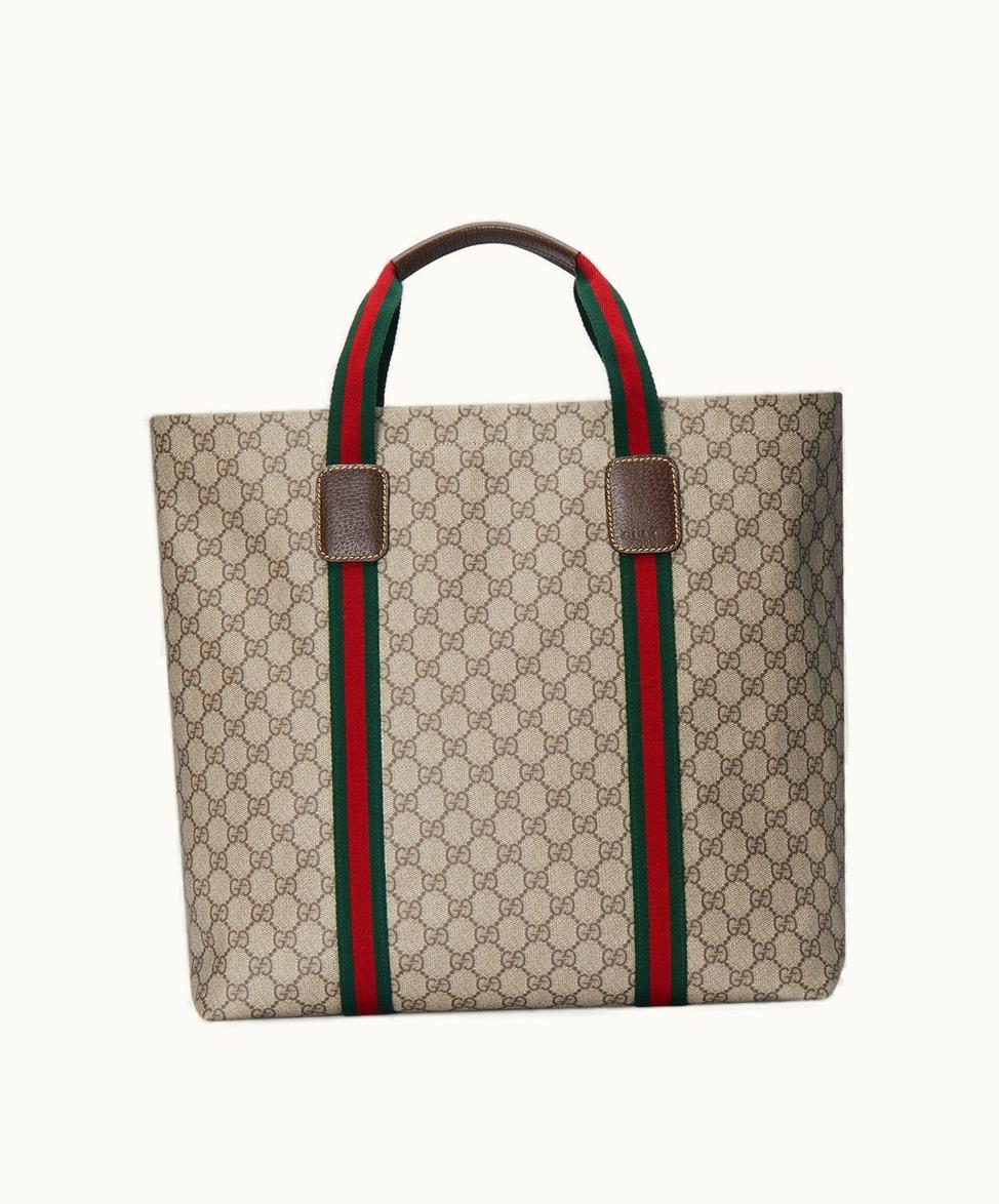 Gucci Gucci GG Tender Medium Tote Bag Beige And Ebony Supreme Tender