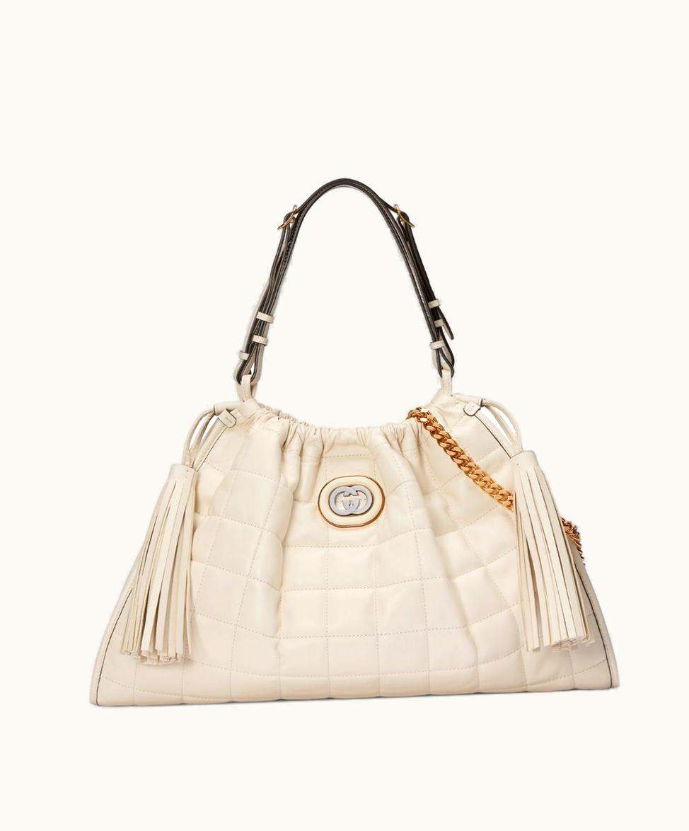 Gucci Gucci Deco Medium Tote Bag White Leather