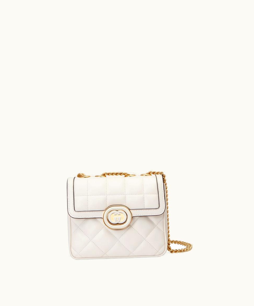 Gucci Gucci Deco Mini Shoulder Bag White Leather