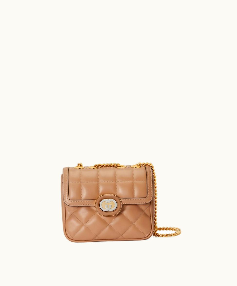 Gucci Gucci Deco Mini Shoulder Bag Rose Beige Leather