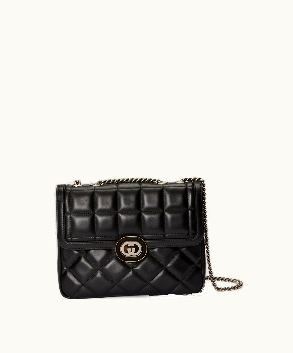 Gucci Gucci Deco Small Shoulder Bag Black Leather